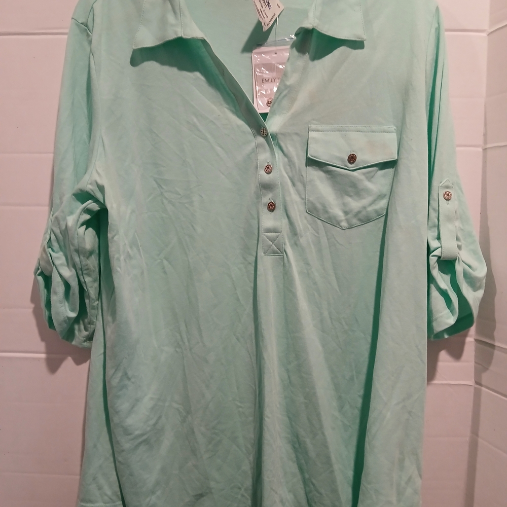 Ladies Emily Daniels Elbow Sleeve Polo Shirt size X Large New with Tags